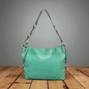 Coach Carly Hobo F15251 Green Turquoise Leather Nickel Shoulder Bag Boho + Tag